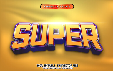 super 3d yellow futuristic text effect editable template vector design