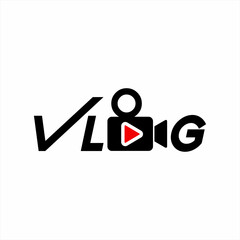 Video camera vector design with lettering Vlog. Live TV and online videos. Vlogger or social media stream.