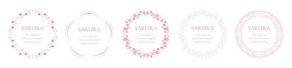 Fototapeta na wymiar 素材_フレームのセット_桜をモチーフにした春の飾り枠。シンプルで高級感のある囲みのデザイン