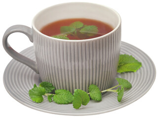 Lemon balm leaves with herbal tea