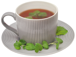 Lemon balm leaves with herbal tea