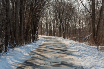 The Fox River Trail Near De Pere, Wisconsin, In Winter Snow