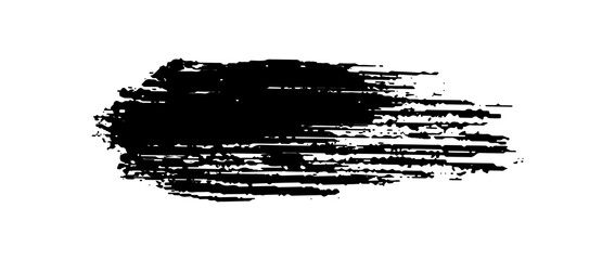 Line brush. Black color stripe isolated on white background. Vintage brush strokes. Hand draw dirty strips. Marker design frame. Grunge texture. Smudged shape. Handmade element. Vector illustration