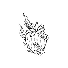 vector illustration of a strawberry with fire