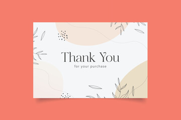 thank you card template design with abstract background - obrazy, fototapety, plakaty