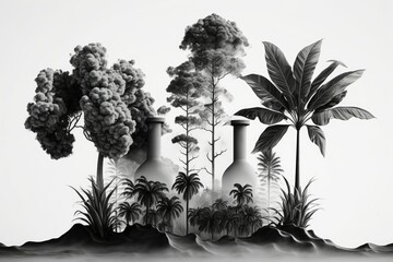 Fototapeta premium Significant volumes of carbon dioxide from the air can be taken in by tropical trees. Generative AI