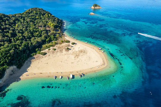 Aerial view of Marathonisi Island near Zakynthos island in Greece