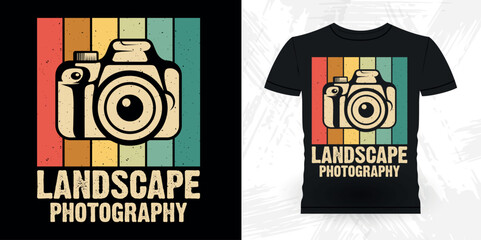 Landscape  Photography Funny Cameraman Photographer Photography Retro Vintage T-Shirt Design