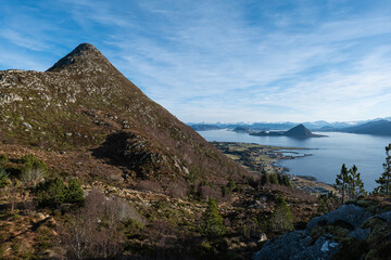 Mountains in Norway on an island