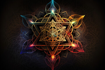 Spiritual sacred geometry, mercaba Ai generative illusration