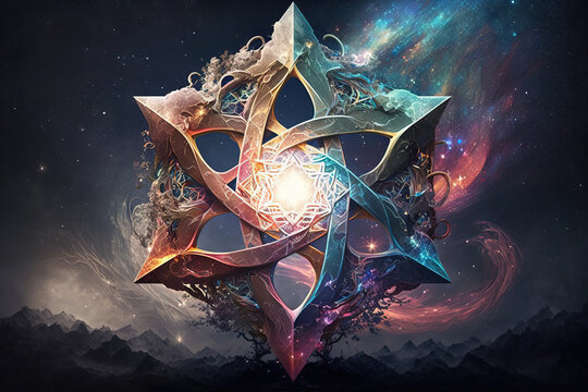 Spiritual sacred geometry, mercaba Ai generative illusration