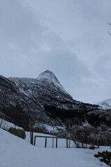Norwegian snowy mountain landscapes