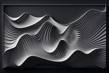 Stylized topographic contour in lines. Ai generative illustration