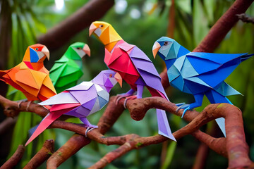 origami paper parrots - generative AI