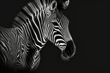 The background is a zebra pattern in black and white. As a zebra patterned wallpaper background. Generative AI