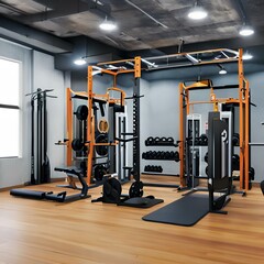 Fototapeta na wymiar 11. A home gym with state-of-the-art equipment and a clean, uncluttered space.2, Generative AI