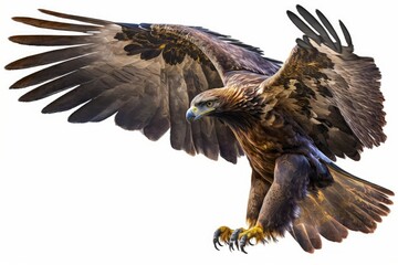 Obraz premium Aquila chrysaetos, a flying golden eagle. Generative AI