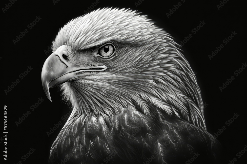 Poster Shock or astonishment on the face of a bald eagle. Generative AI