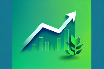 Concept illustration of stock market rising trend with sustainable growth - 575464510
