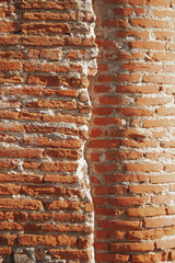 Old red brick wall elements. Brick texture wall