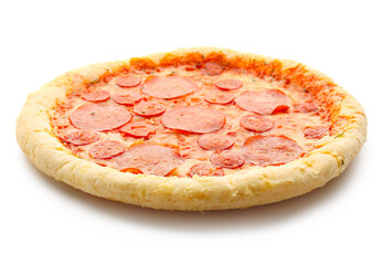 Delicious pepperoni pizza isolated on white background