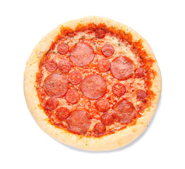 Delicious pepperoni pizza isolated on white background