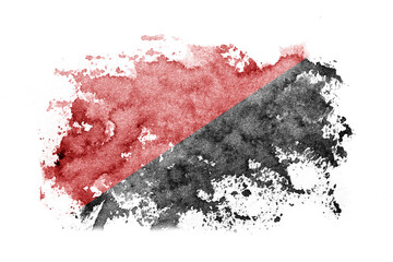 Anarchist, Anarcho, Syndicalist, Communist, Socialist flag background painted on white paper with watercolor.