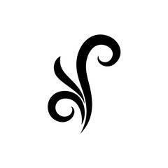 Asymmetrical Decorative Element - Lace Mandala in Zentangle Style. Stylized Flower for Design, or Tattoo on White