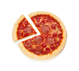 Delicious pepperoni pizza isolated on white background