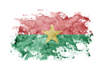 Burkina Faso, Burkinese flag background painted on white paper with watercolor.