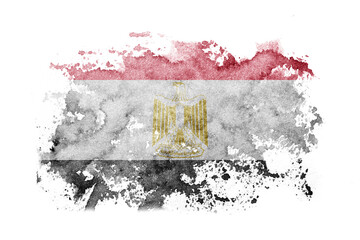 Egypt, Egyptian flag background painted on white paper with watercolor.