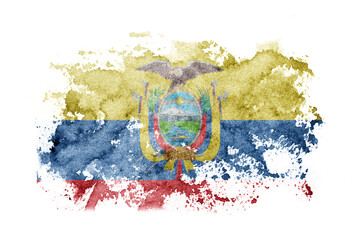 Ecuador, Ecuadorian flag background painted on white paper with watercolor.