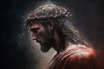 Jesus Christ, The savior of mankind. Generative AI	 - obrazy, fototapety, plakaty