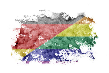 Germany, German, Gay, Pride flag background painted on white paper with watercolor.