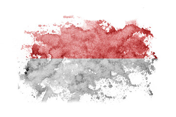 Indonesia, Indonesian flag background painted on white paper with watercolor.