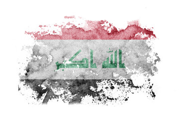 Iraq flag background painted on white paper with watercolor.