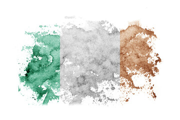 Ireland, Irish flag background painted on white paper with watercolor.