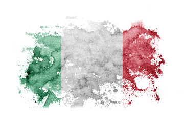 Italy, Italian flag background painted on white paper with watercolor.