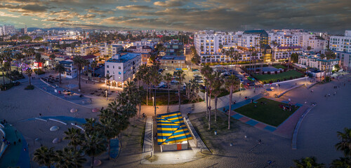 Santa Monica architecture at dusk