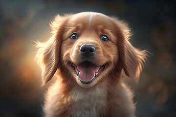 Happy puppy dog smiling. Generative AI
