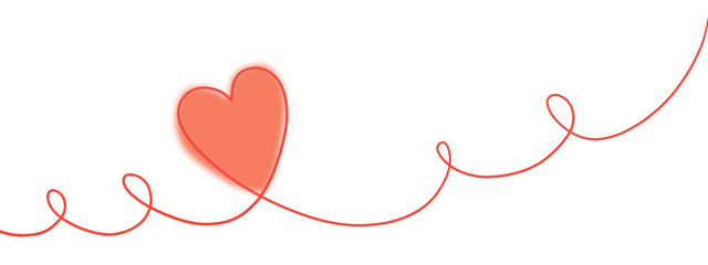 Heart. Abstract love symbol. Continuous line art drawing illustration. Valentines day background banner.