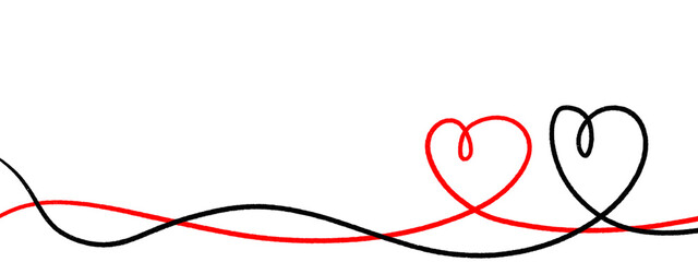 Heart. Abstract love symbol. Continuous line art drawing illustration. Valentines day background banner.