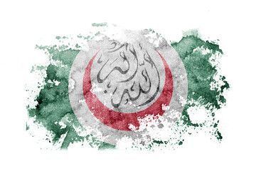 OIC, Organisation of Islamic Cooperation flag background painted on white paper with watercolor.