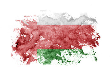 Oman flag background painted on white paper with watercolor.