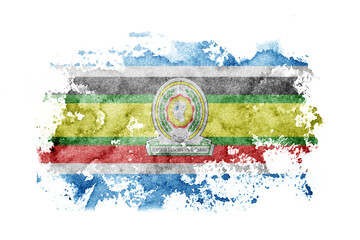 Organizations, East African Community flag background painted on white paper with watercolor.