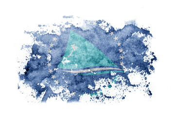Organizations, Pacific Community flag background painted on white paper with watercolor.