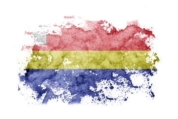 Russia, Russian, Kaliningrad Oblast flag background painted on white paper with watercolor.