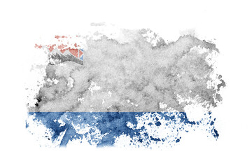 Russia, Russian, Kamchatka Krai flag background painted on white paper with watercolor.
