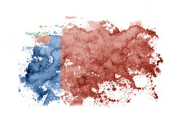 Russia, Russian, Kemerovo oblast flag background painted on white paper with watercolor.