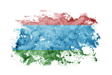 Russia, Russian, Karelia flag background painted on white paper with watercolor.